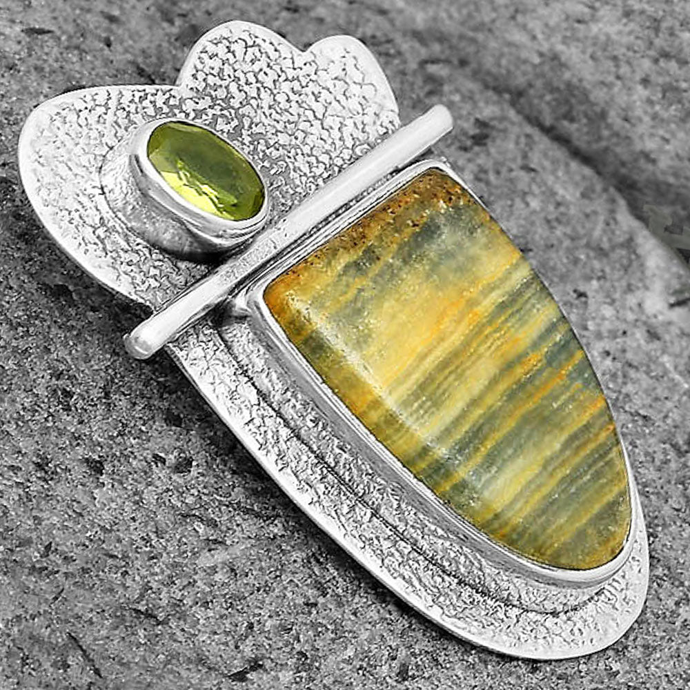 Natural Blue Aragonite & Peridot Pendant P-1338 SDP136100