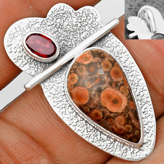 Natural Poppy Jasper & Garnet Pendant P-1338 SDP136101