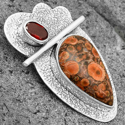 Natural Poppy Jasper & Garnet Pendant P-1338 SDP136101