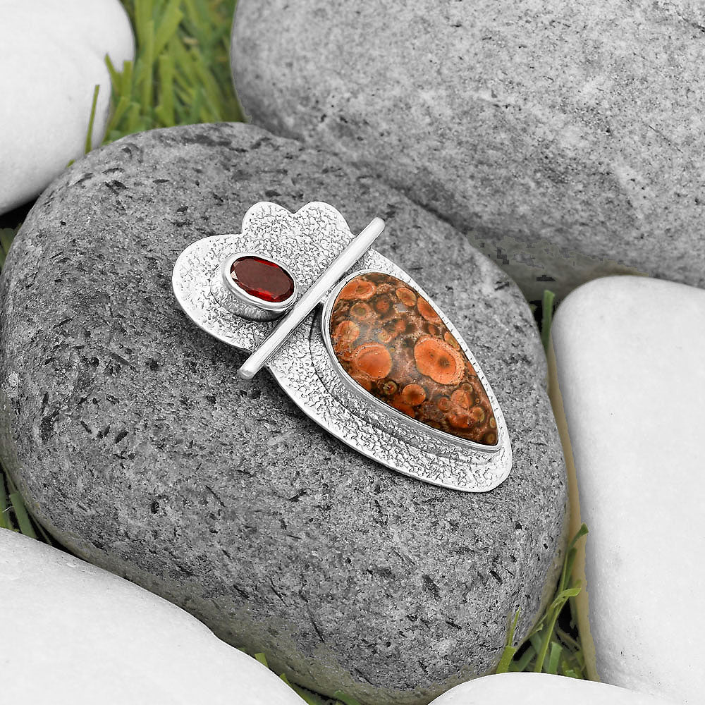 Natural Poppy Jasper & Garnet Pendant P-1338 SDP136101