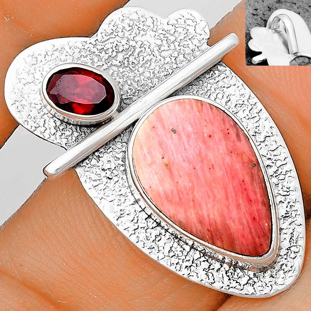 Natural Pink Tulip Quartz & Garnet Pendant P-1338 SDP136102