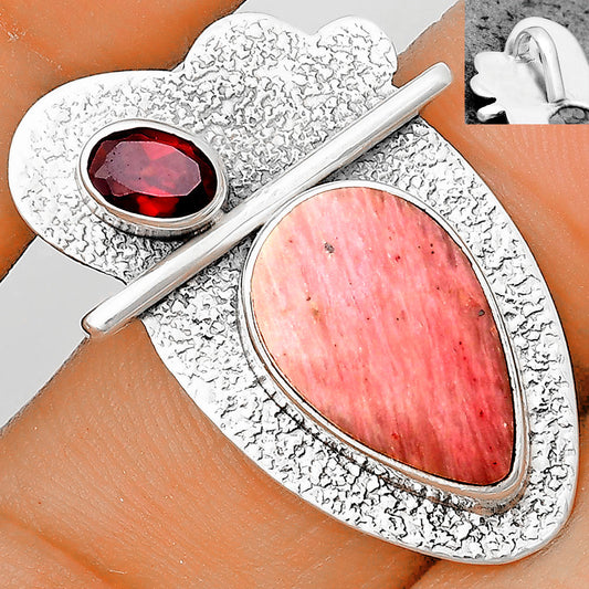 Natural Pink Tulip Quartz & Garnet Pendant P-1338 SDP136102