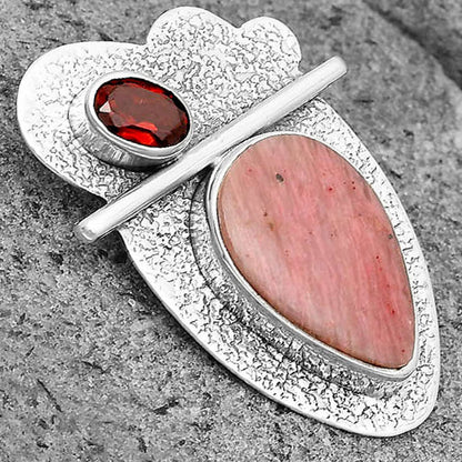 Natural Pink Tulip Quartz & Garnet Pendant P-1338 SDP136102