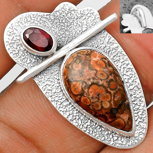 Natural Poppy Jasper & Garnet Pendant P-1338 SDP136103