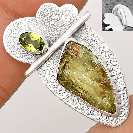 Green Kyanite Rough - India & Peridot Pendant P-1338 SDP136105