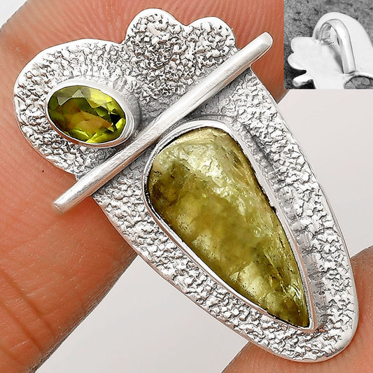Green Kyanite Rough - India & Peridot Pendant P-1338 SDP136108