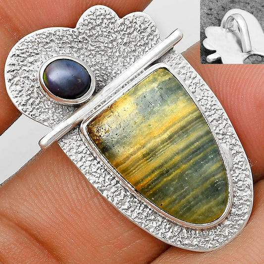 Natural Blue Aragonite & Ethiopian Opal Pendant P-1338 SDP136109