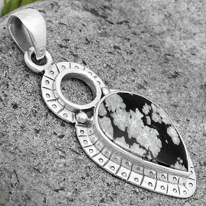 Natural Snow Flake Obsidian Pendant P-1605 SDP136147