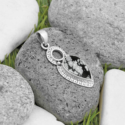 Natural Snow Flake Obsidian Pendant P-1605 SDP136147