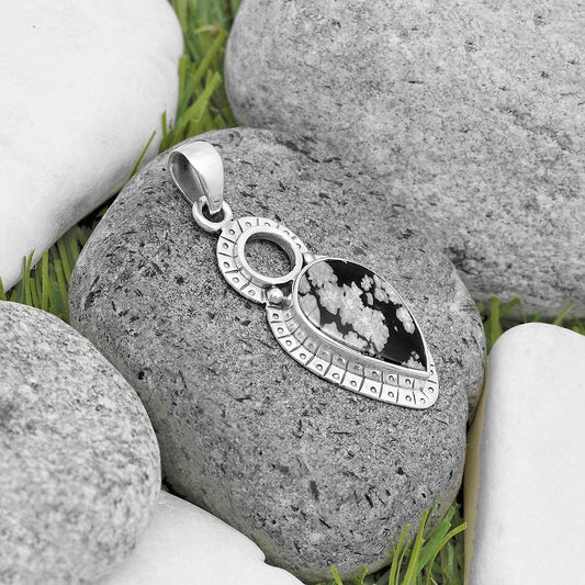 Natural Snow Flake Obsidian Pendant P-1605 SDP136147