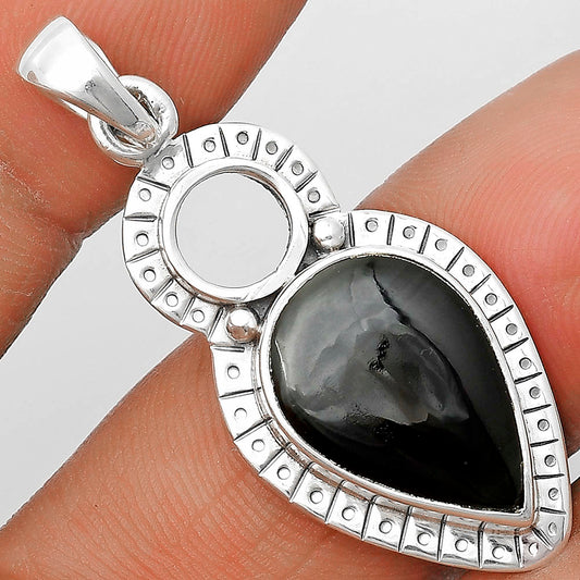 Natural Black Lace Obsidian Pendant P-1605 SDP136162