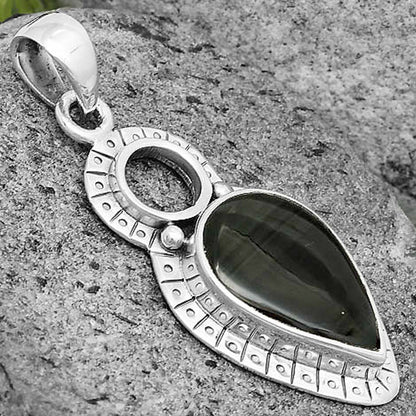 Natural Black Lace Obsidian Pendant P-1605 SDP136162