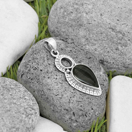 Natural Black Lace Obsidian Pendant P-1605 SDP136162