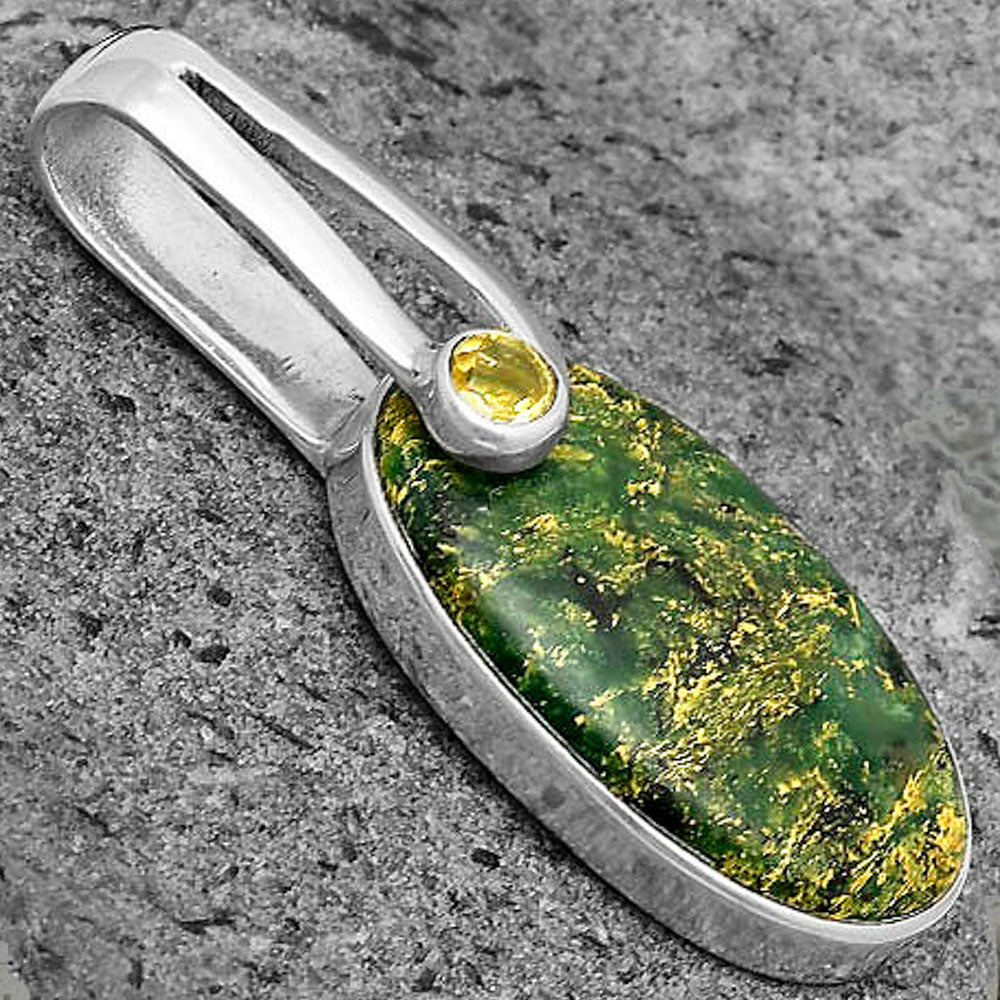 Natural Green Fuchsite & Citrine Pendant P-1606 SDP136184