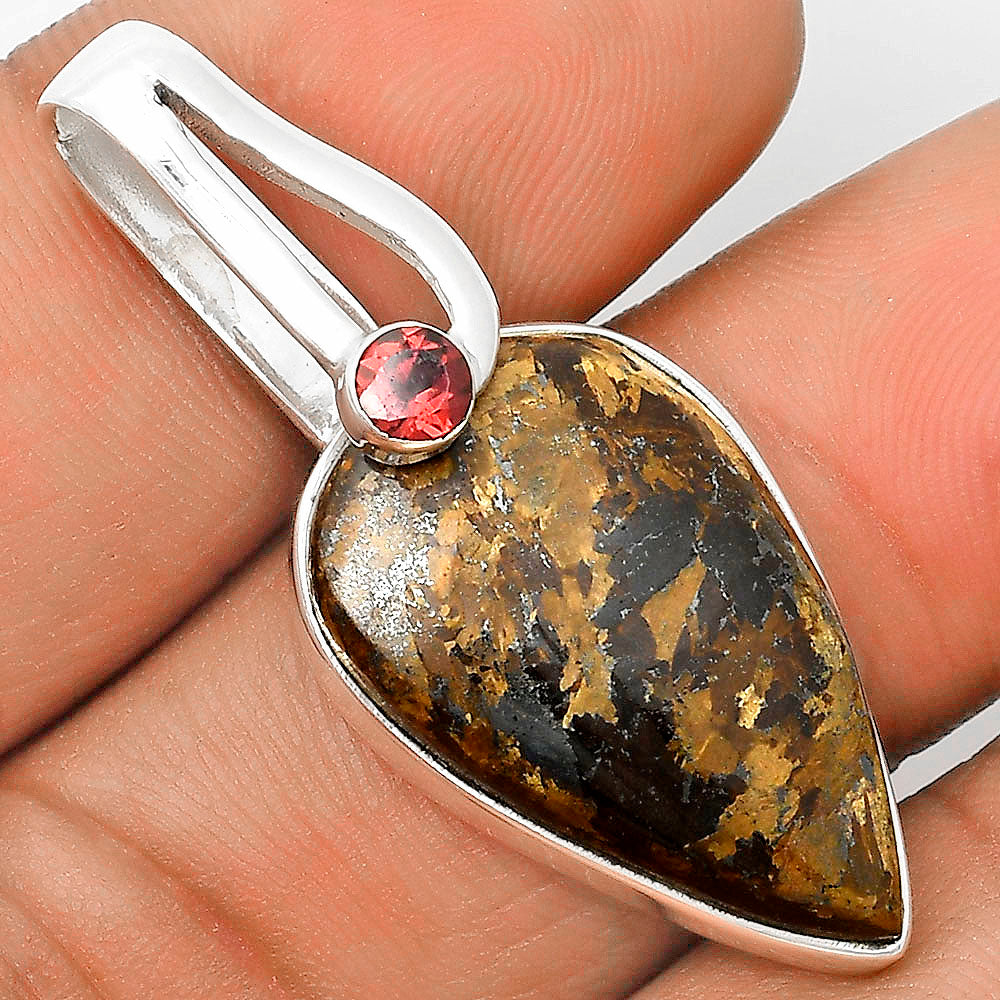 Natural Bronzite & Garnet Pendant P-1606 SDP136186