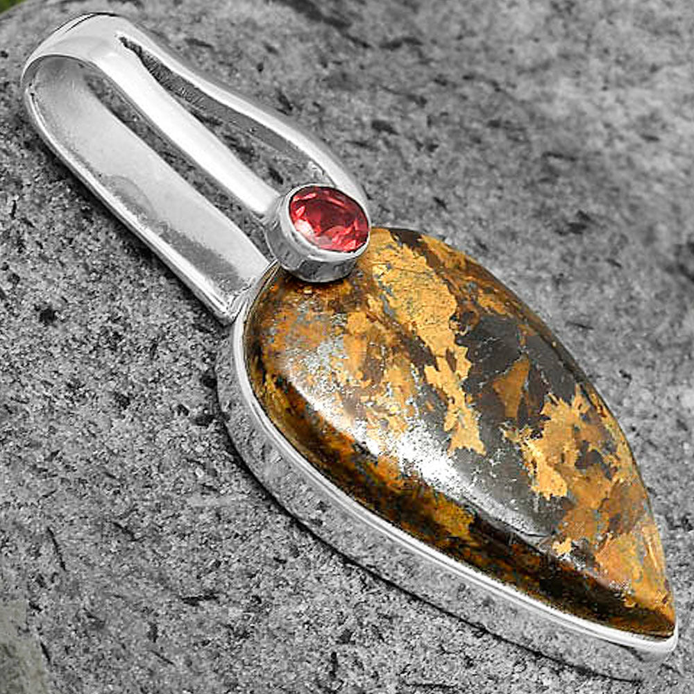 Natural Bronzite & Garnet Pendant P-1606 SDP136186