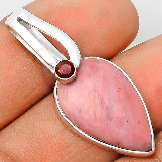 Natural Pink Tulip Quartz & Garnet Pendant P-1606 SDP136187