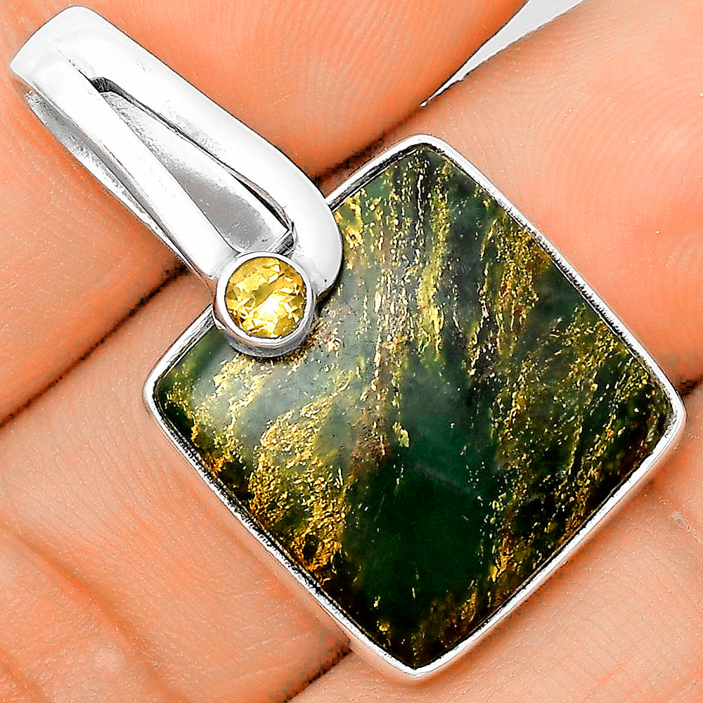 Natural Green Fuchsite & Citrine Pendant P-1606 SDP136188