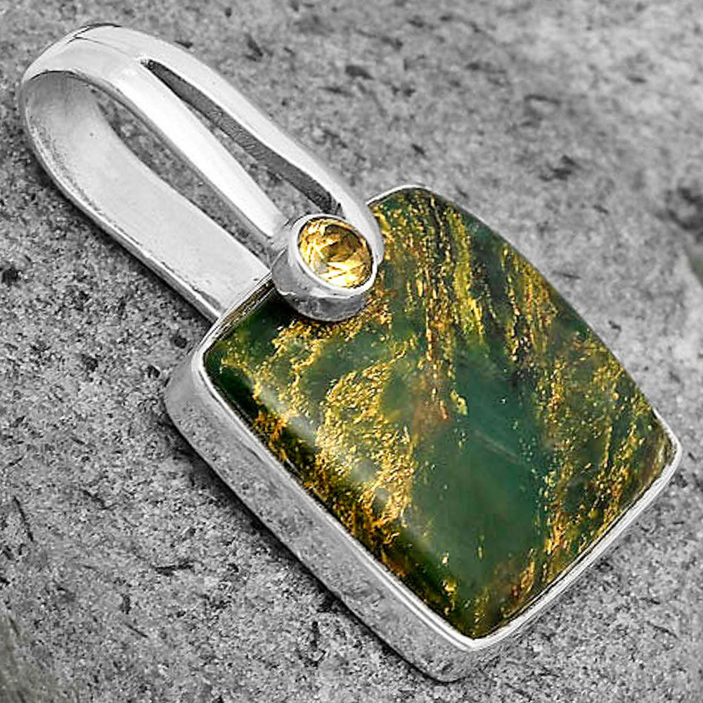 Natural Green Fuchsite & Citrine Pendant P-1606 SDP136188
