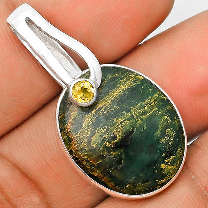 Natural Green Fuchsite & Citrine Pendant P-1606 SDP136193