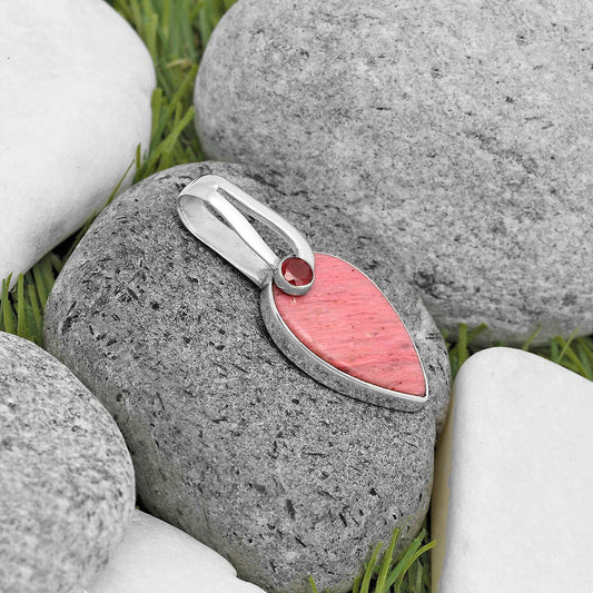 Natural Pink Tulip Quartz & Garnet Pendant P-1606 SDP136195
