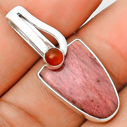Natural Pink Tulip Quartz & Carnelian Pendant P-1606 SDP136201