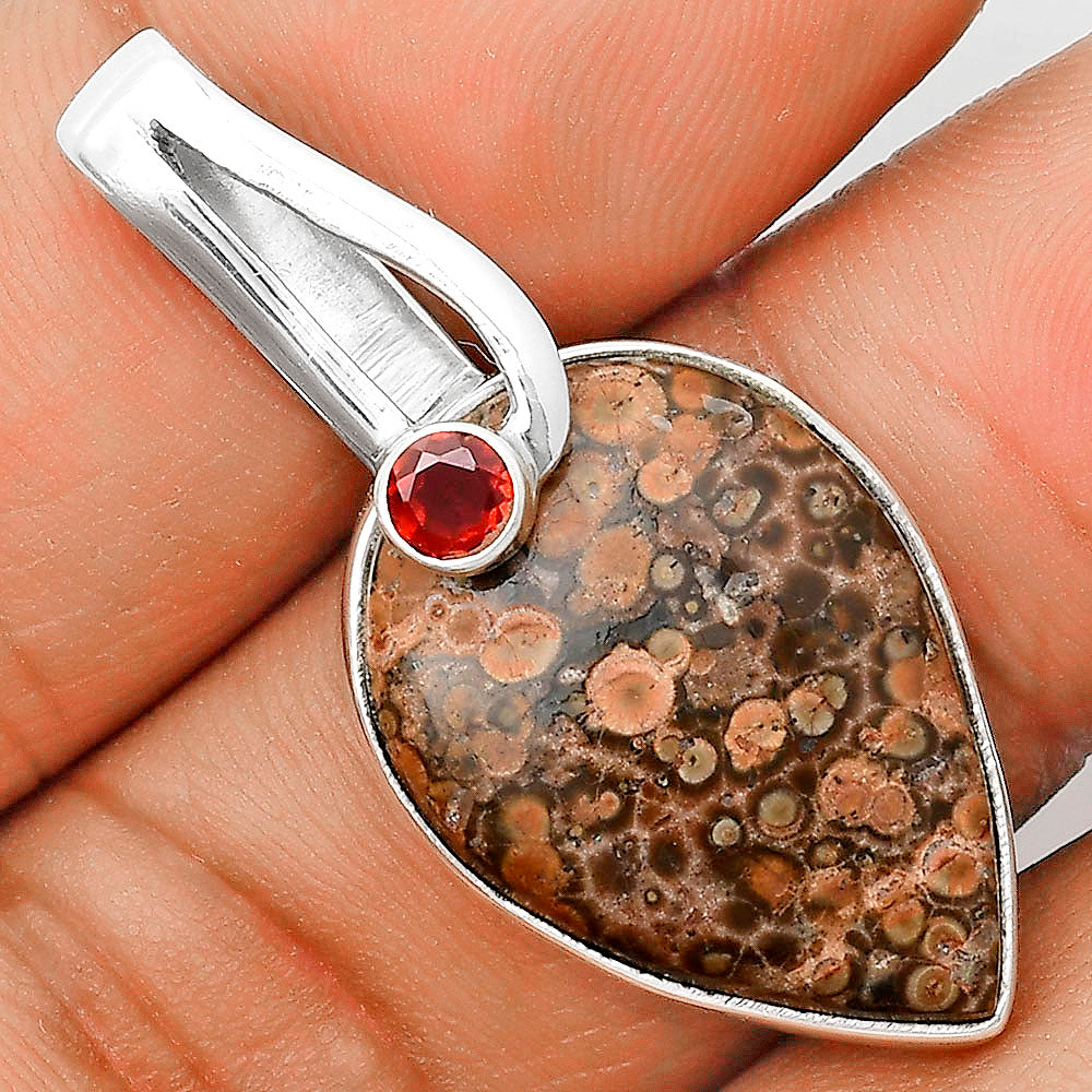Natural Poppy Jasper & Garnet Pendant P-1606 SDP136202
