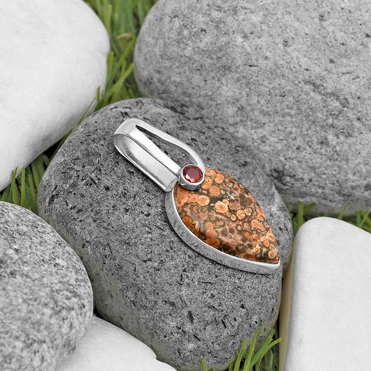 Natural Poppy Jasper & Garnet Pendant P-1606 SDP136202