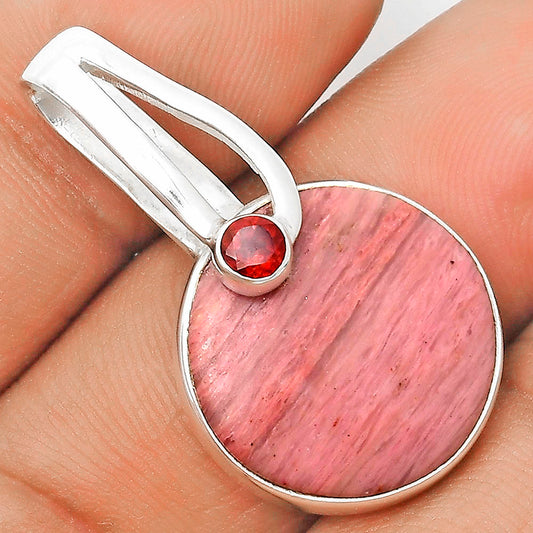 Natural Pink Tulip Quartz & Garnet Pendant P-1606 SDP136207