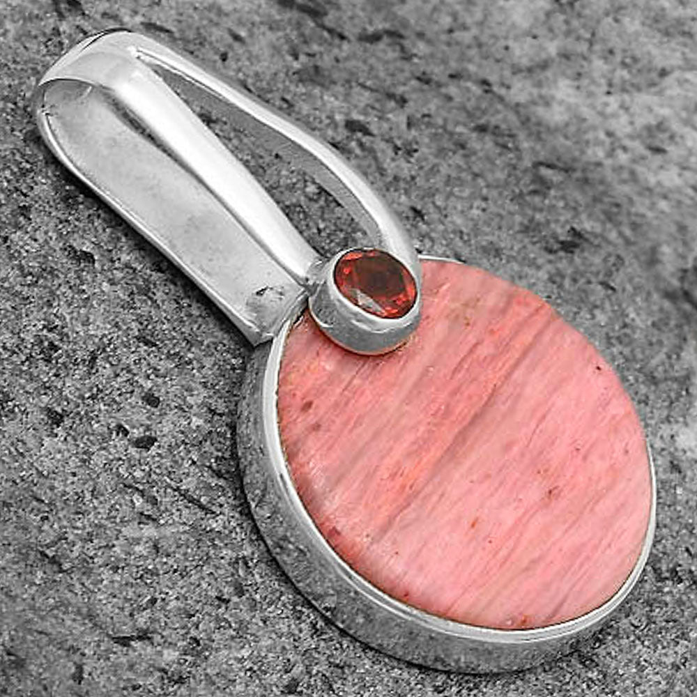 Natural Pink Tulip Quartz & Garnet Pendant P-1606 SDP136207