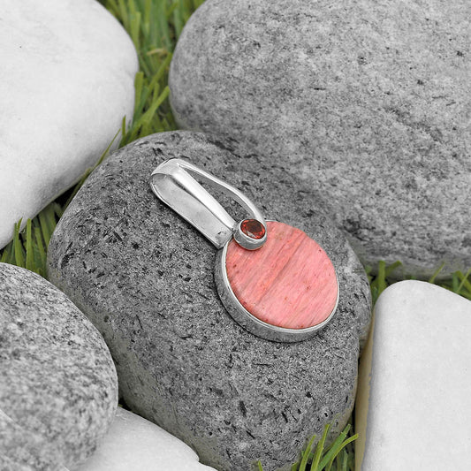 Natural Pink Tulip Quartz & Garnet Pendant P-1606 SDP136207