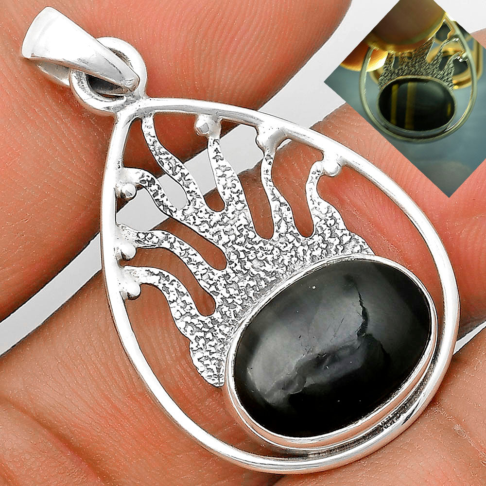 Natural Black Lace Obsidian Pendant P-1209 SDP136210