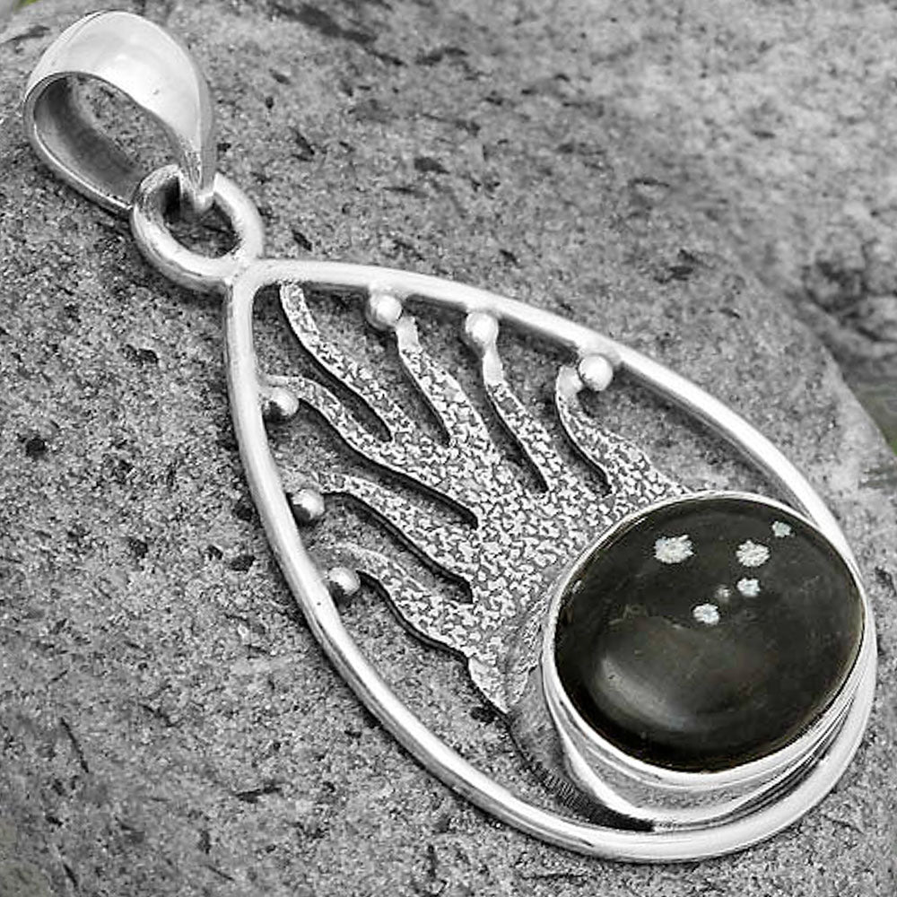Natural Snow Flake Obsidian Pendant P-1209 SDP136216