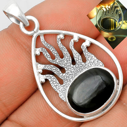 Natural Black Lace Obsidian Pendant P-1209 SDP136219
