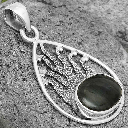 Natural Black Lace Obsidian Pendant P-1209 SDP136219