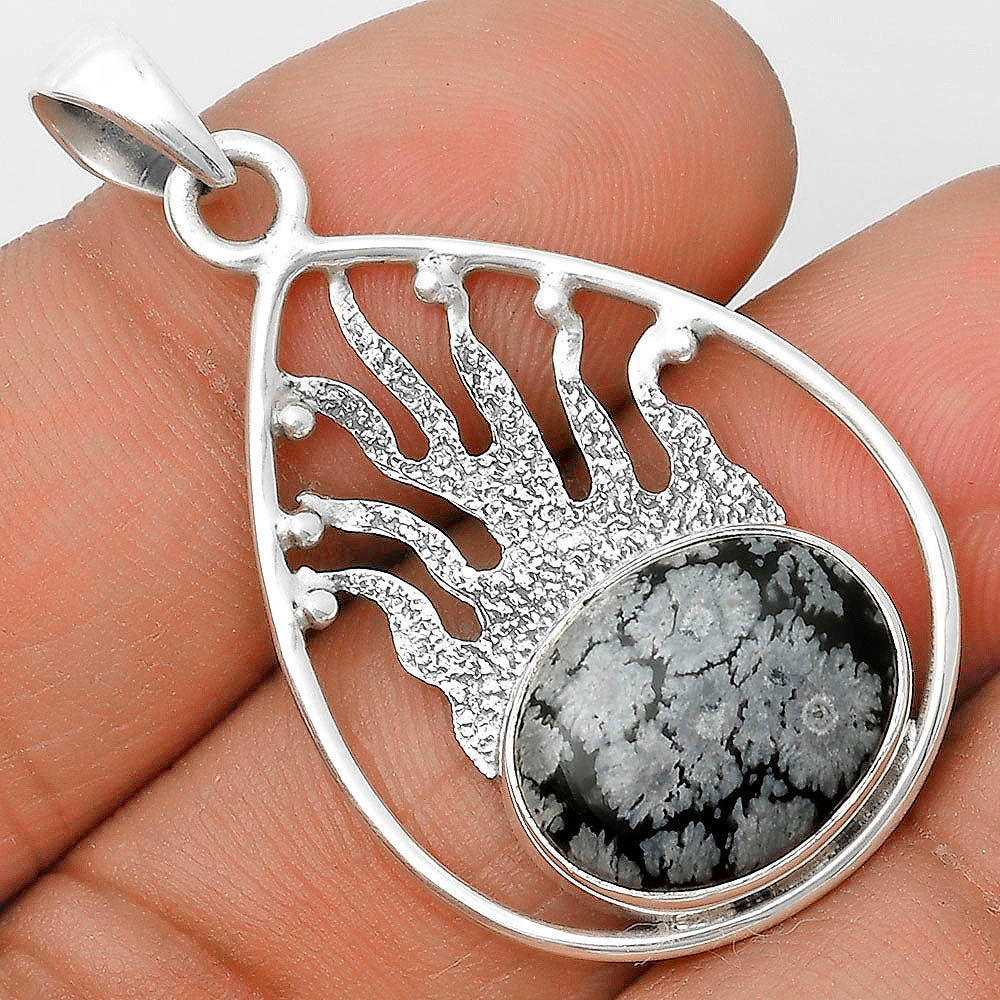 Natural Snow Flake Obsidian Pendant P-1209 SDP136220