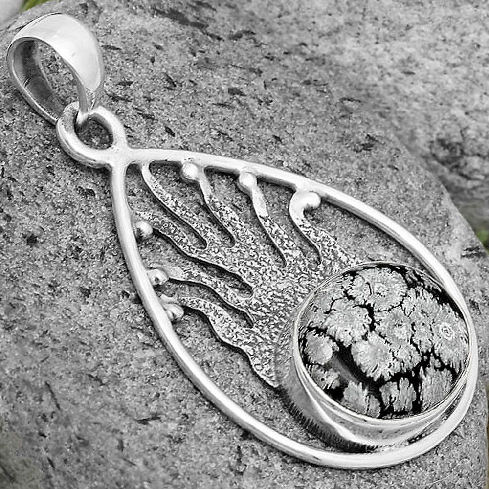 Natural Snow Flake Obsidian Pendant P-1209 SDP136220