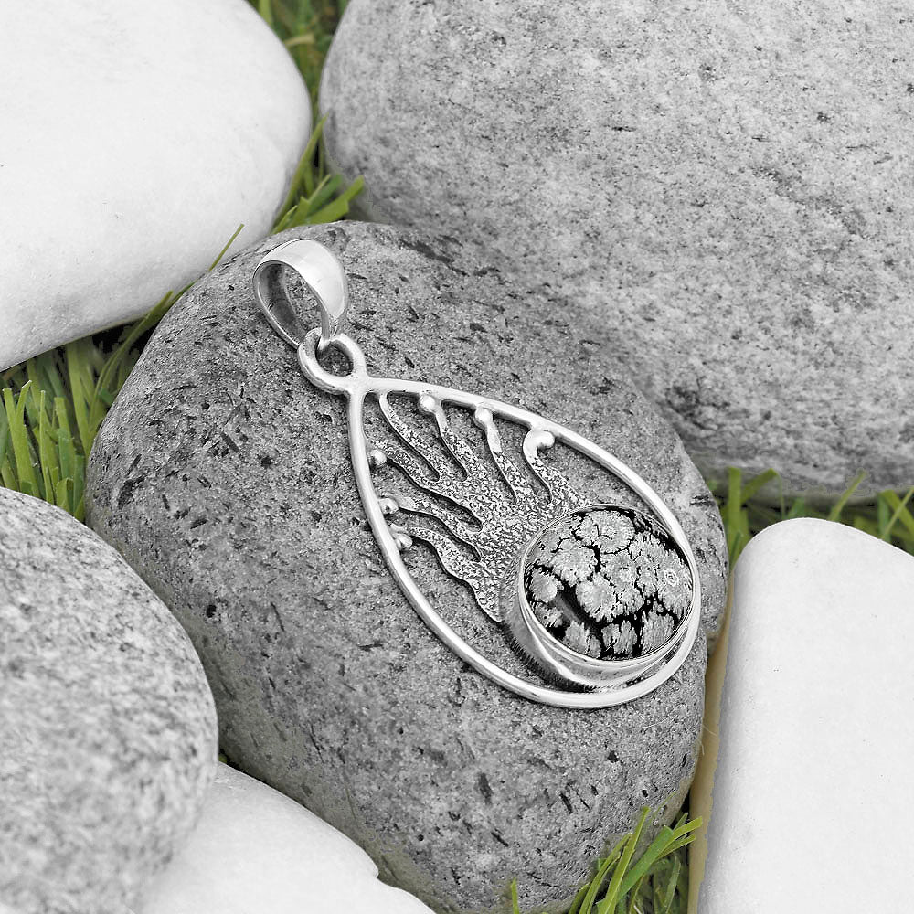 Natural Snow Flake Obsidian Pendant P-1209 SDP136220