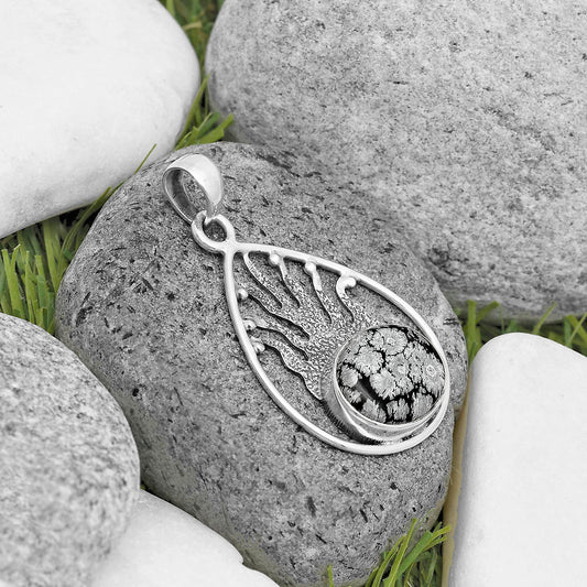 Natural Snow Flake Obsidian Pendant P-1209 SDP136220