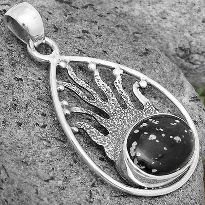 Natural Snow Flake Obsidian Pendant P-1209 SDP136226
