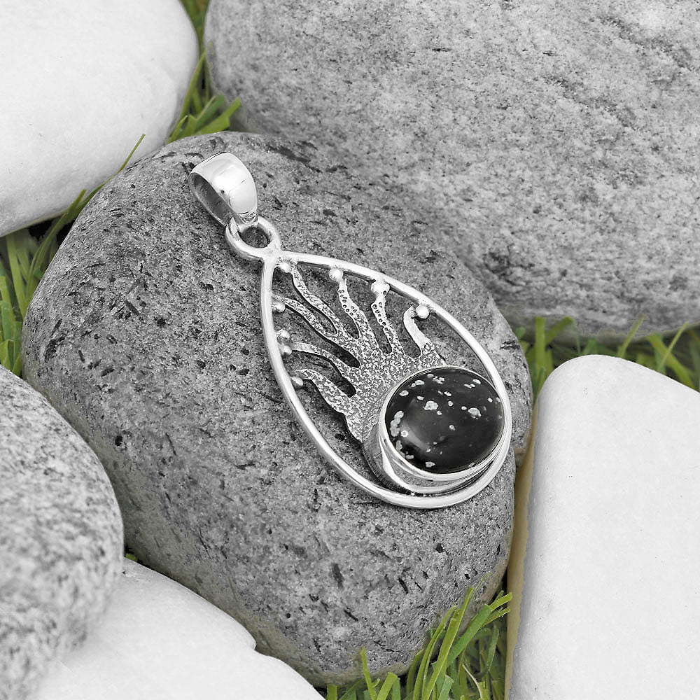 Natural Snow Flake Obsidian Pendant P-1209 SDP136226