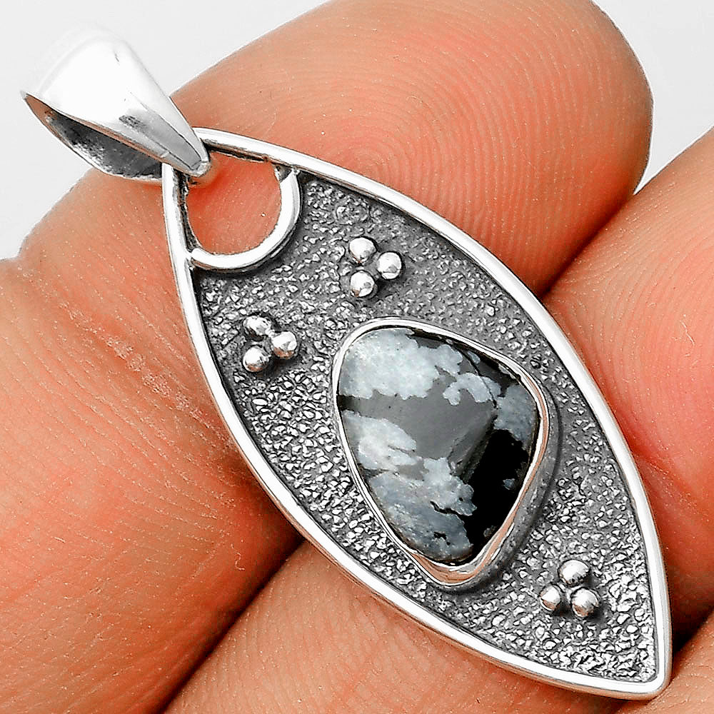 Natural Snow Flake Obsidian Pendant P-1524 SDP136251