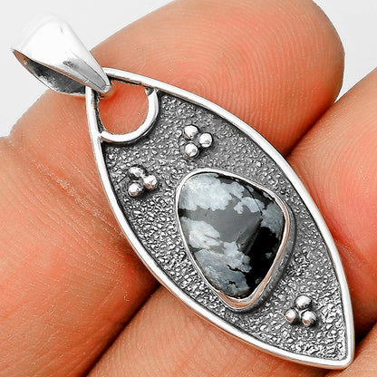 Natural Snow Flake Obsidian Pendant P-1524 SDP136251