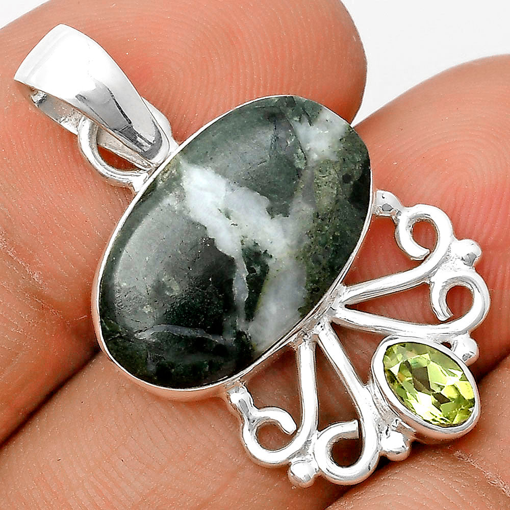 Natural Serpentine & Peridot Pendant P-1594 SDP136258