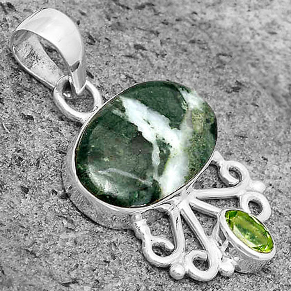 Natural Serpentine & Peridot Pendant P-1594 SDP136258