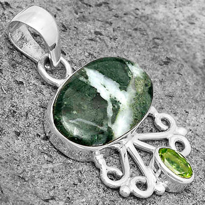 Natural Serpentine & Peridot Pendant P-1594 SDP136258