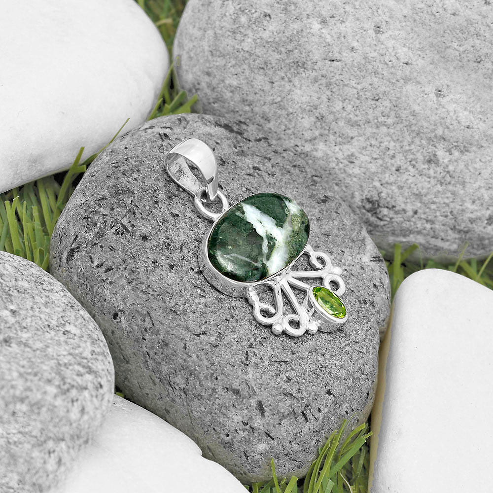 Natural Serpentine & Peridot Pendant P-1594 SDP136258