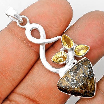 Natural Bronzite & Citrine Pendant P-1118 SDP136261