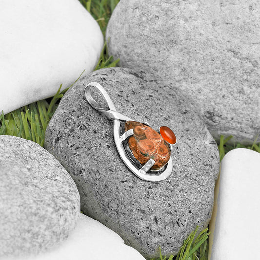 Natural Poppy Jasper & Carnelian Pendant P-1640 SDP136273