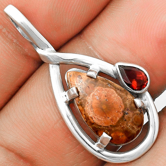 Natural Poppy Jasper & Garnet Pendant P-1640 SDP136277